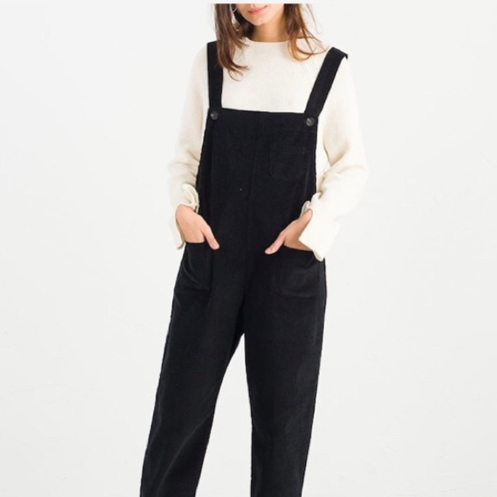 Olive Clothing Co. - Black Corduroy Dungarees.